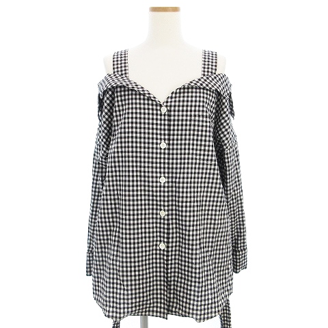 プラダ PRADA シャツ ブラウス オフショルダー 長袖 ギンガムチェック 