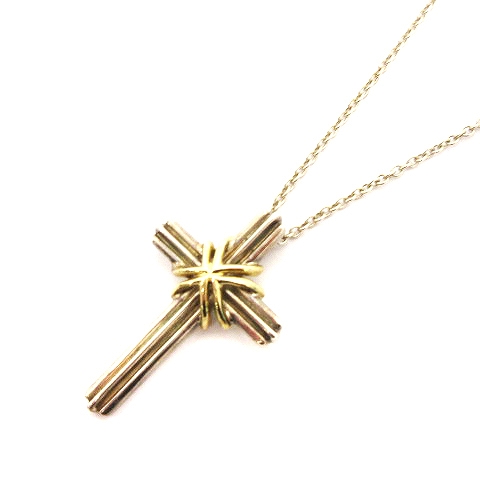 ティファニー TIFFANY & CO. クロス ネックレス ペンダント コンビ 
