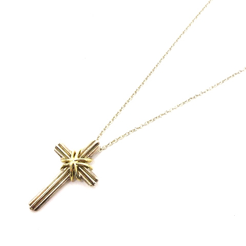 ティファニー TIFFANY & CO. クロス ネックレス ペンダント コンビ 