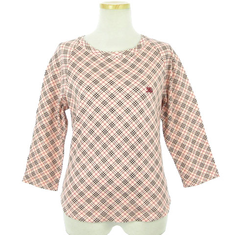 BURBERRY BLUE LABEL カットソー　七分袖　赤　Mサイズ BURBERRY BLUE LABEL(バーバリーブルーレーベル) ⁄ ７分袖ノバチェック