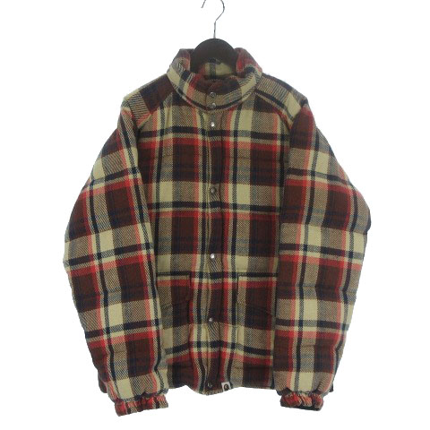 アベイシングエイプ A BATHING APE BAPE ラブジェネチェック ダウン 