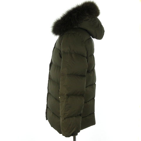 未使用 モンクレール サイズ1 オリーブファー ダウンジャケット カーキ モンクレール ダウンジャケット グリーンカーキファー00 ダウン