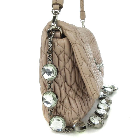 ミュウミュウ miumiu 美品 ナッパ クリスタル マテラッセ ショルダー 
