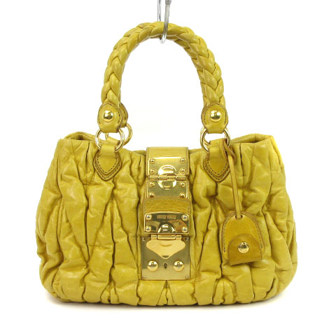 miu miu マテラッセイエロー ハンドバッグショルダー2way