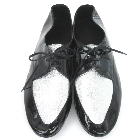 ディオールオム Dior Homme ビジネスシューズ ドレス レースアップ パテントレザー コンビ 黒 ブラック シルバー 39 5 靴 メンズ 002 ベクトルパーク