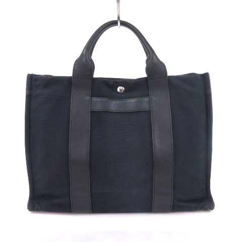 エルメス HERMES サックアーネMM トートバッグ ハンド キャンバス 