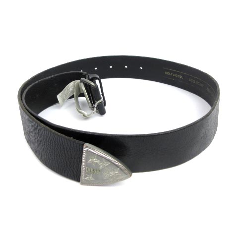 ディーゼル ベルト 85/34 黒×シルバー レザー×金属素材 DIESEL