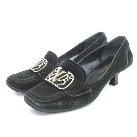 ルイヴィトン Louis Vuitton パンプス スクエアトゥ スエード 黒 ブラック 34 5 シューズ 靴 小さいサイズ Ibs1 レディース 002 ベクトルパーク