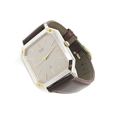 シチズン Citizen 腕時計 アナログ クォーツ 3針 スクエア 革ベルト シルバー ゴールド 茶 ブラウン レディース 002 ベクトルパーク