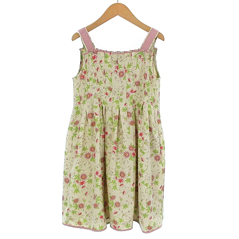 トッカ Tocca ワンピース キャミソール ノースリーブ ひざ丈 フレア タック 花柄 ベージュ ピンク 140 キッズ 女の子 レディース 002 ベクトルパーク