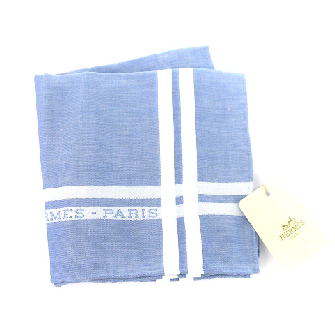 エルメス Hermes ハンカチ コットン ブルー 青 Blue Fonce メンズ 002 ベクトルパーク