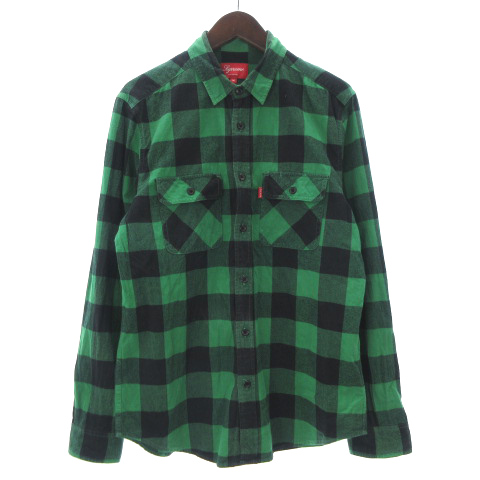 シュプリーム Supreme Flannel Shirts シャツ 長袖 ブロックチェック フランネル コットン 緑 黒 グリーン ブラック M メンズ 002 ベクトルパーク