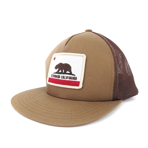 未使用品 スタンダード カリフォルニア Standard California Cal Flag Patch Mesh キャップ メッシュ フラットビル スナップバック ワッペン 茶 ブラウン F 帽子 Te メンズ 002 ベクトルパーク