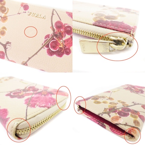 フルラ FURLA 長財布 L字ファスナー 花柄 フラワー ウォレット