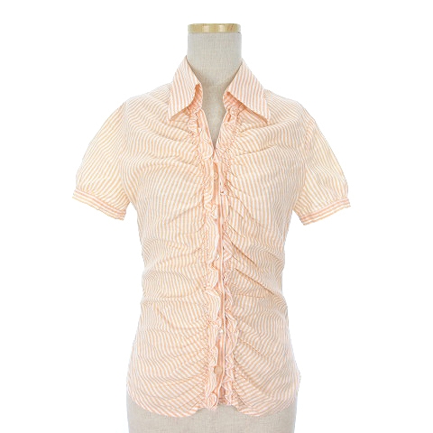 ナラカミーチェ Nara Camicie シャツ 半袖 開襟 ストライプ コットン 白 オレンジ ホワイト 0 Sm レディース 002 ベクトルパーク
