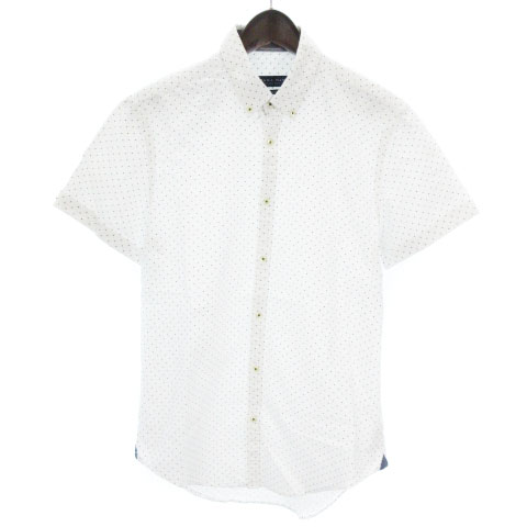ザラマン Zara Man シャツ 半袖 ボタンダウンドット Slim Fit コットン 白 紺 ホワイト ネイビー M Sm メンズ 002 ベクトルパーク