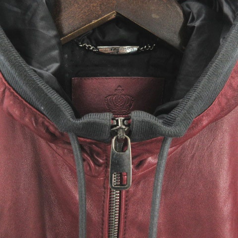 ドルチェアンドガッバーナ羊革ワインレッドフーデッドレザー