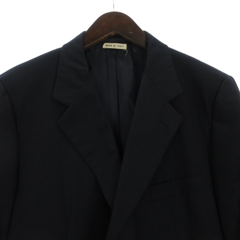 エルメス Hermes シングルスーツ ジャケット パンツ 無地 3b 総裏地 サイドベント タック 紺 ネイビー Ibs61 メンズ 002 ベクトルパーク