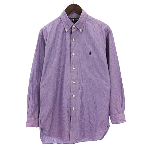 ラルフローレン Ralph Lauren シャツ 長袖 ボタンダウン ストライプ柄 Mcmeel コットン 紫 パープル M Sm メンズ 002 ベクトルパーク