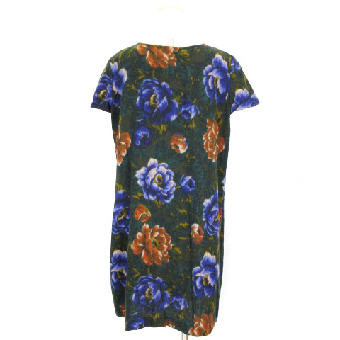 タバサ Tabasa ワンピース ミニ チュニック 半袖 花柄 ウール G0743fas007 緑 グリーン系 36 Sm レディース 002 ベクトルパーク