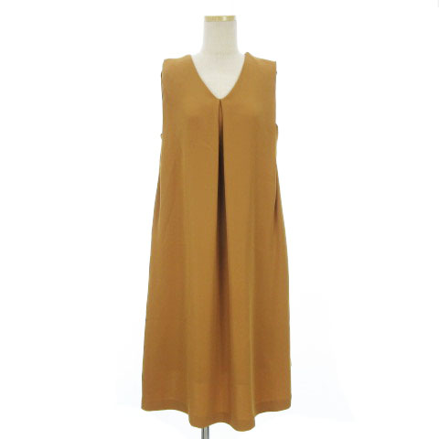 ステュディオス Studious ワンピース Aライン ダブルタック ひざ丈 ノースリーブ 無地 黄色系 マスタード 0 レディース 002 ベクトルパーク