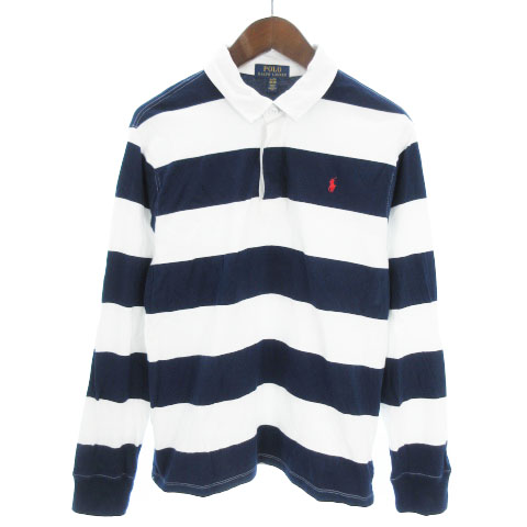 ポロ ラルフローレン Polo Ralph Lauren ラガーシャツ ポロシャツ 長袖 ボーダー ロゴ 刺繍 紺 白 ネイビー ホワイト Xl Sm メンズ 002 ベクトルパーク