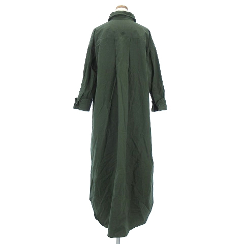 ブルーバードブルバード Bluebird Boulevard シャツワンピース ロング 長袖 胸ポケット 無地 コットン カーキ 緑 グリーン M レディース 002 ベクトルパーク