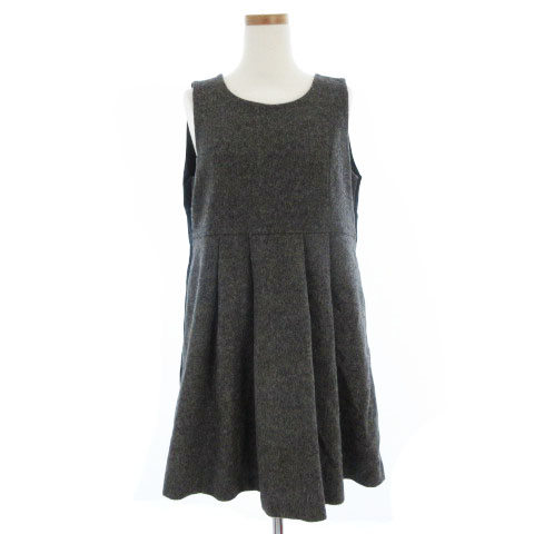 レディラックルカ Lady Luck Luca ワンピース ミニ丈 ノースリーブ フレア タック 切替 ウール ナイロン グレー 濃紺 ネイビー レディース 002 ベクトルパーク