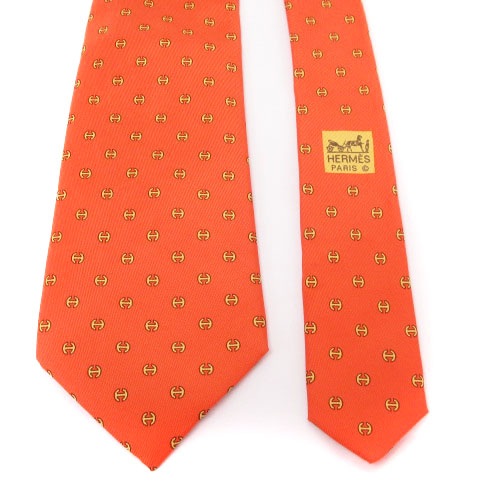 エルメス HERMES ネクタイ レギュラータイ H柄 シルク オレンジ スーツ小物 IBS94 メンズ エルメス HERMES ネクタイ レギュラータイ H柄 シルク オレンジ スーツ小物 IBS94 メンズ