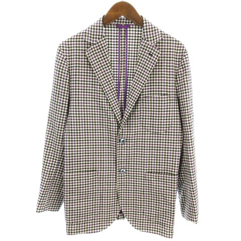 マリオ ムスカリエッロ Mario Muscariello テーラード ジャケット チェック ウール ダークブラウン パープル系 46 Ibs94 メンズ 002 ベクトルパーク