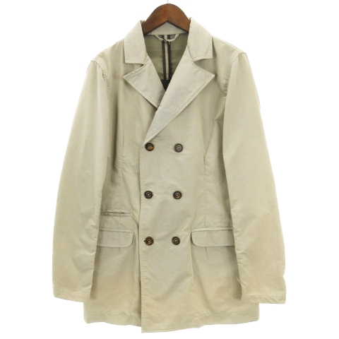 イレブンティ Eleventy ダブルブレストコート ハーフ丈 ナイロン ベージュ系 S アウター Ibs94 メンズ 002 ベクトルパーク