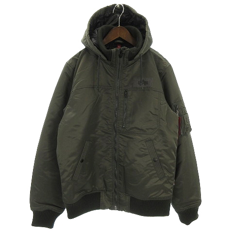 未使用品 アルファ Alpha Industries Hooded Rib Jacket フライトジャケット フード Ma 1 リブ ナイロン Ta1468 076 カーキ Xl アウター メンズ 002 ベクトルパーク