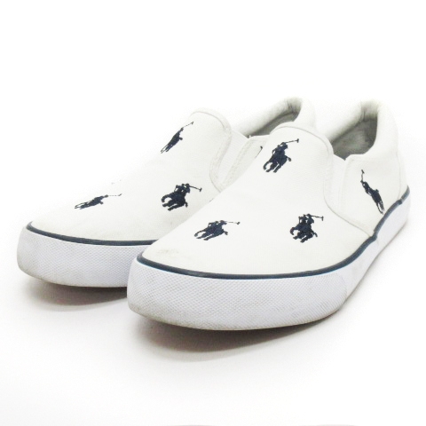 ポロ ラルフローレン Polo Ralph Lauren スニーカー スリッポン シューズ ロゴ 刺繍 ホワイト ネイビー 白 紺 24 靴 レディース 002 ベクトルパーク