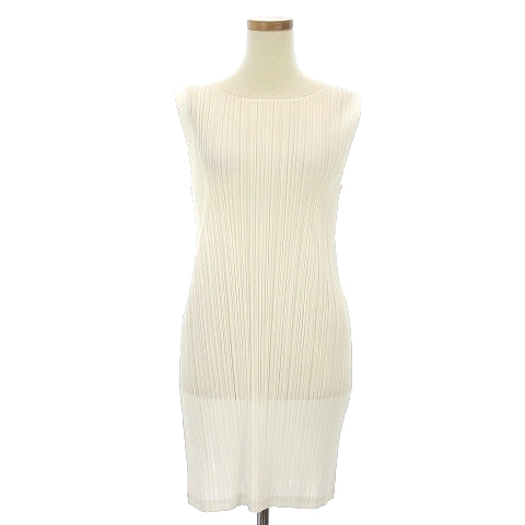 プリーツプリーズ Pleats Please 16aw ワンピース プリーツ ノースリーブ ミニ ショート スリット 白 ホワイト 4 Ecr3 レディース 002 ベクトルパーク