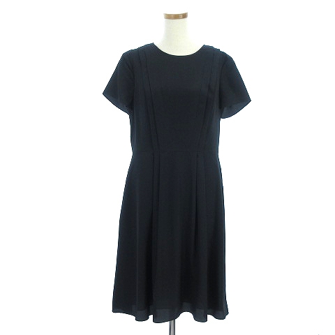 ブルックスブラザーズ Brooks Brothers フォーマル ワンピース 半袖 ひざ丈 丸首 タック 黒 ブラック 大きいサイズ 8 Ibo5 レディース 002 ベクトルパーク