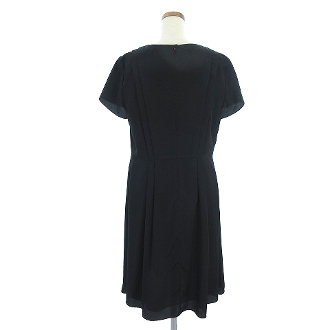 ブルックスブラザーズ Brooks Brothers フォーマル ワンピース 半袖 ひざ丈 丸首 タック 黒 ブラック 大きいサイズ 8 Ibo5 レディース 002 ベクトルパーク