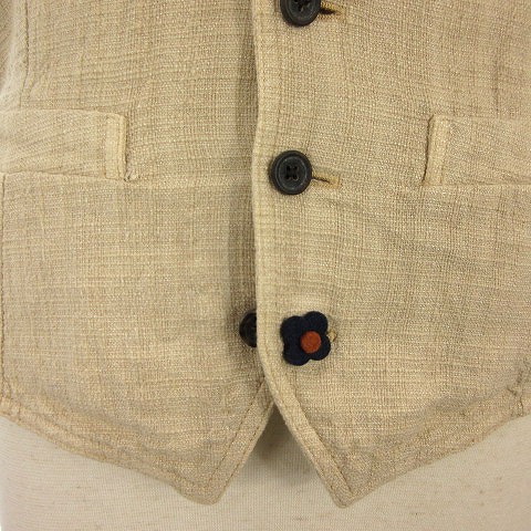 ラルディーニ Lardini ベスト ジレ シングル 前開き 花 フラワー ワンポイント リネン シルク混 Jg 33 ベージュ 42 レディース 002 ベクトルパーク