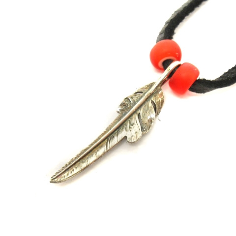ラリースミス Larry Smith 美品 Kazekiri Feather カゼキリフェザーネックレス レザー ネイティブ 革紐 シルバー S アクセサリー メンズ 002 ベクトルパーク