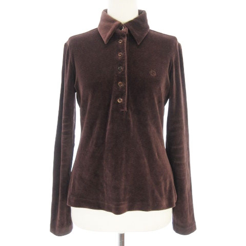 グッチ GUCCI シャツ ブラウス 長袖 プルオーバー ベロア ハーフボタン  