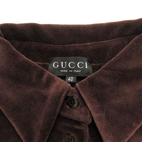 グッチ GUCCI シャツ ブラウス 長袖 プルオーバー ベロア ハーフボタン