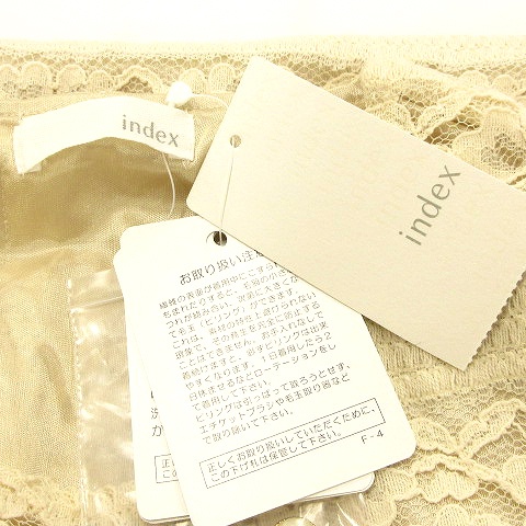 未使用品 インデックス Index ワンピース 半袖 ひざ丈 レース 花柄 シフォン 切替 コットン ベージュ S レディース 002 ベクトルパーク