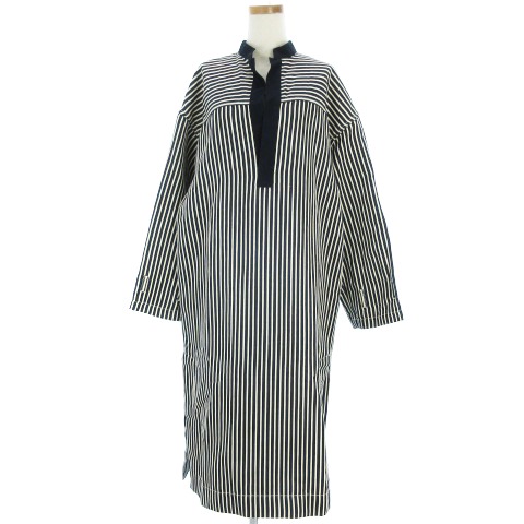 ビューティフルピープル Beautiful People Cotton Linen Stripe Pullover Shirt Dress ワンピース コットン リネン ストライプ プルオーバー 紺 ネイビー系 36 レディース 002 ベクトルパーク
