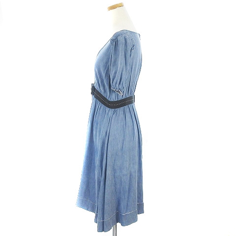 ダブルスタンダードクロージング ダブスタ Double Standard Clothing ヴァニラクチュール Vanilla Couture ワンピース 半袖 ひざ丈 レース切替 シャンブレー パフスリーブ ブルー Free レディース 002 ベクトルパーク