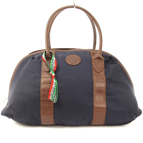 オロビアンコ Orobianco ボストンバッグ ハンド 型押し ナイロン レザー コンビ ネイビー ブラウン 鞄 メンズ レディース 002 ベクトルパーク オロビアンコ Orobianco ボストンバッグ ハンド 型押し ナイロン レザー コンビ ネイビー ブラウン 鞄 メンズ レディース 002 ベクトルパーク