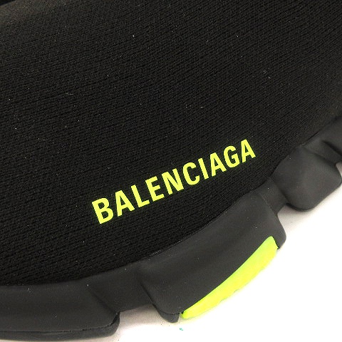 バレンシアガ BALENCIAGA SPEED CLEAR SOLE TRAINER スニーカー ソックス ロゴ プリント ニット 607544 w05gj 1048 黒 ブラック 黄 イエロー 26cm UK5 靴 メンズ