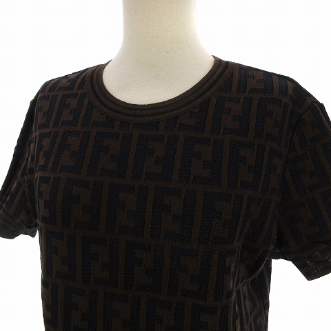 フェンディ FENDI ニット カットソー 半袖 ズッカ柄 総柄 クルーネック