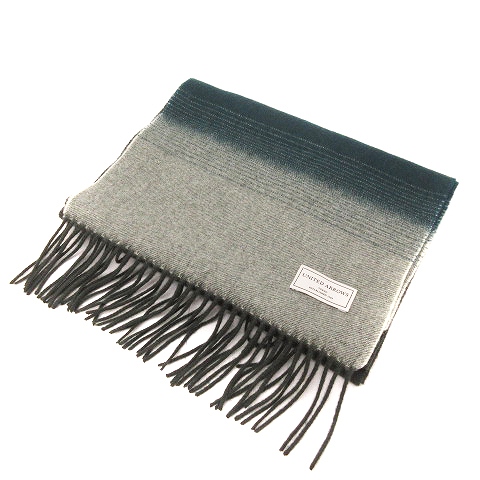ユナイテッドアローズ United Arrows 美品 グラデーション マフラー フリンジ カシミヤ100 1336 699 3767 緑 グリーン メンズ 002 ベクトルパーク