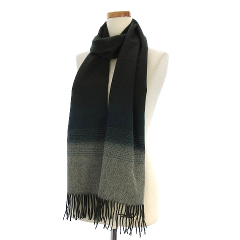 ユナイテッドアローズ United Arrows 美品 グラデーション マフラー フリンジ カシミヤ100 1336 699 3767 緑 グリーン メンズ 002 ベクトルパーク
