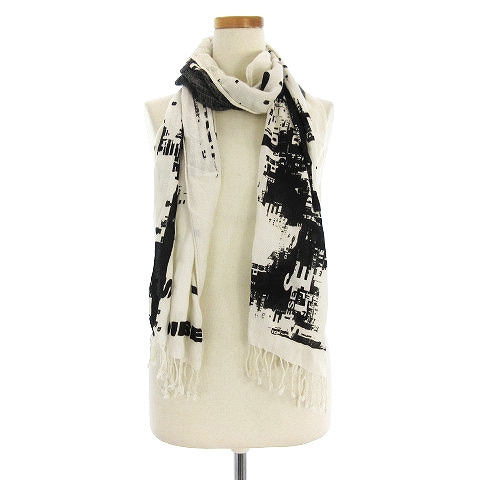 ディーゼル Diesel 大判 ストール マフラー レーヨン ロゴ 総柄 白 ホワイト 黒 ブラック Ecr13 メンズ 002 ベクトルパーク