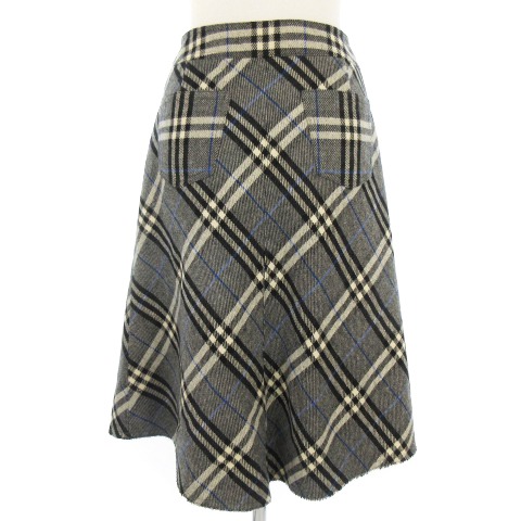 バーバリー ロンドン BURBERRY LONDON フレア スカート チェック ひざ